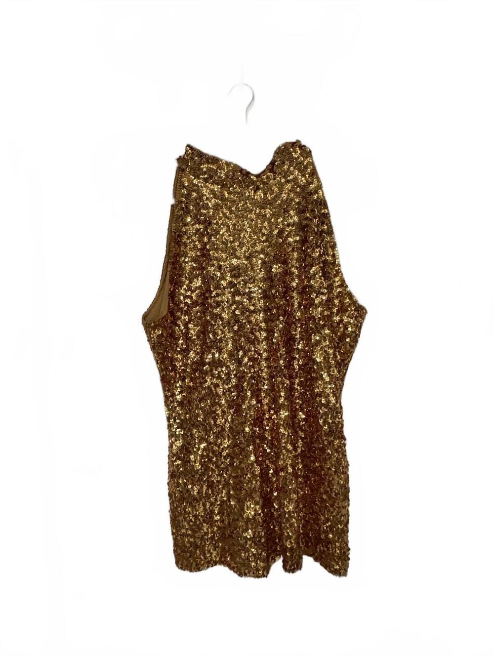 Alexandra Collection 4XL Gold Sequin Sleeveless Top (fits like 2/3XL)